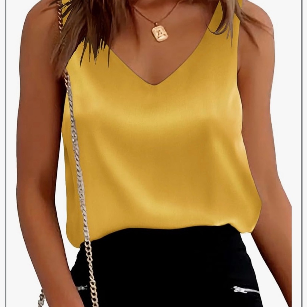 Elegant Yellow V-Neck Women's Top - size Large - New